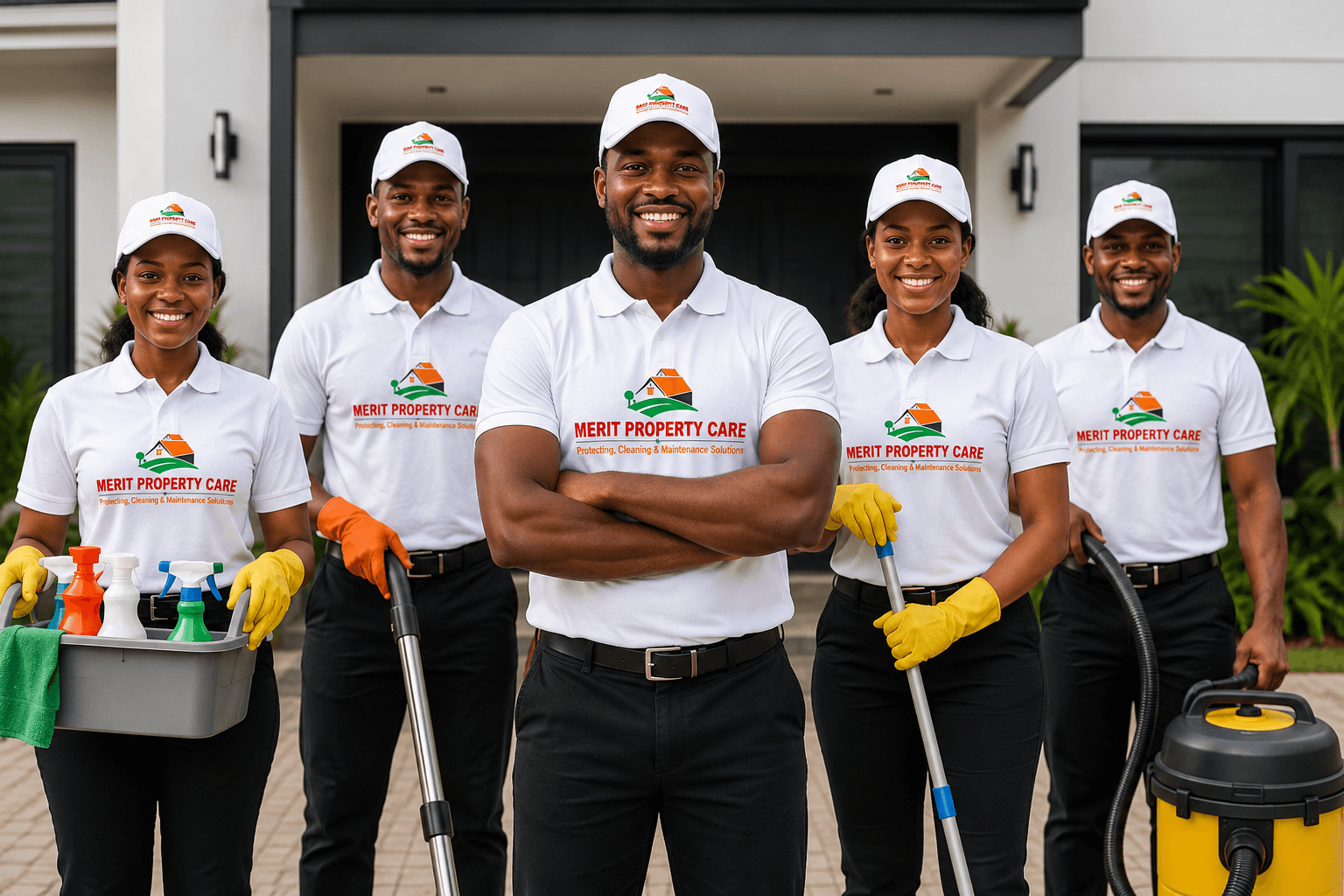 The Merit Property Care team in branded uniform